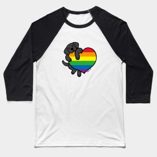 Black Labrador Holding Rainbow Heart Baseball T-Shirt